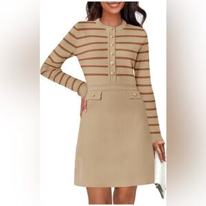 NWT Striped Beige and Brown Sweater Dress